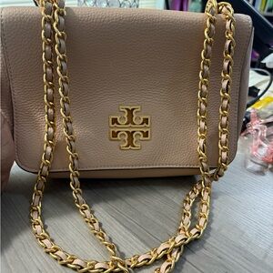 Tory Burch Tan Crossbody Bag with Gold Accents